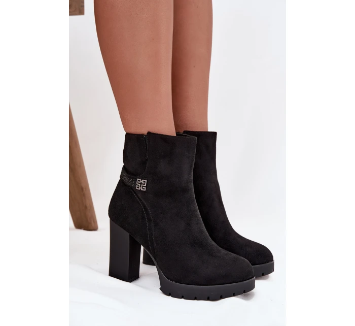 Dámské kotníkové boty Zayna na sloupku – černé Dámské kotníkové boty Zayna na sloupku – černé