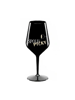 SPOLUPIČKY - černá nerozbitná sklenice na víno 470 ml
