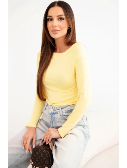 Dámská viskózová blůza s širokým výstřihem a dlouhým rukávem žlutá Dámská viskózová blůza s širokým výstřihem a dlouhým rukávem žlutá