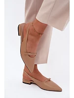 Kožené sandály na nízkém podpatku Maciejka K7449-04 tmavě béžové