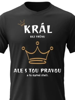 Pánské bavlněné tričko s potiskem - KRÁL BEZ TRŮNU - černé 