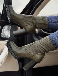 DOMVIBE dámské kozačky s vysokým podpatkem zelené FashionStreet ZY0517