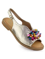 Dámské zlaté sandály s korálky Filippo DS6230