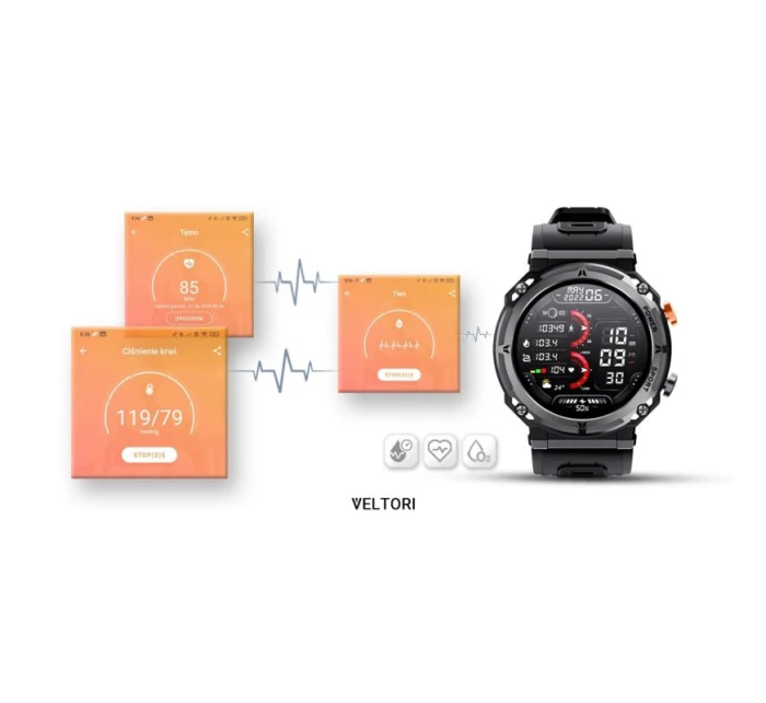 VELTORI VT130-1 Smartwatch Černý silikonový řemínek