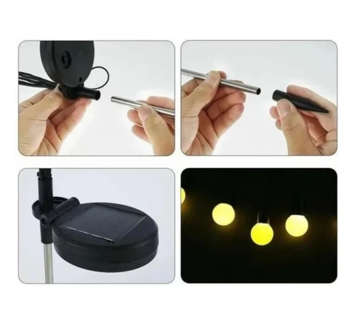 SOLÁRNÍ LAMPA TANČÍCÍ VE VĚTRU BÍLÉ KOULE 6 LED 72CM