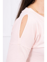 Šaty s grafickou a barevnou 3D mašlí pudrově růžové