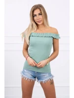 Španělská halenka s volánky tmavě mátová Španělská halenka s volánky tmavě mátová