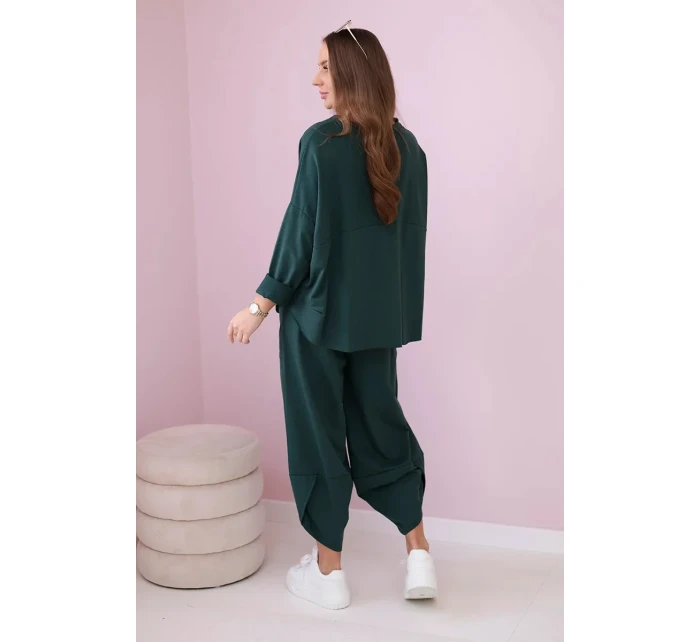 Bavlněná mikina kalhoty set tmavě zelená Bavlněná mikina kalhoty set tmavě zelená
