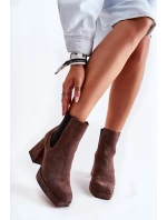 Semišové boty na masivním podpatku model 21593651 Brown - Laura Messi