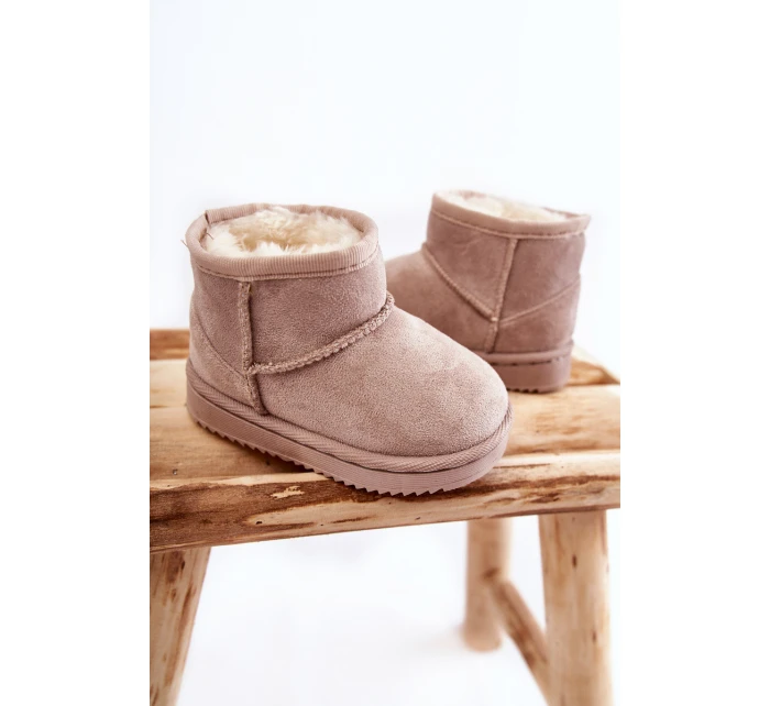 Dětské Teplé Sněhule Semišové Světle béžové model 21597585 - Boto Dětské Teplé Sněhule Semišové Světle béžové model 21597585 - Boto