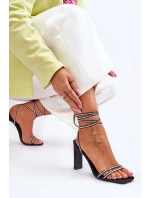 Elegantní vázané sandály s kamínky černé Nessy Elegantní vázané sandály s kamínky černé Nessy