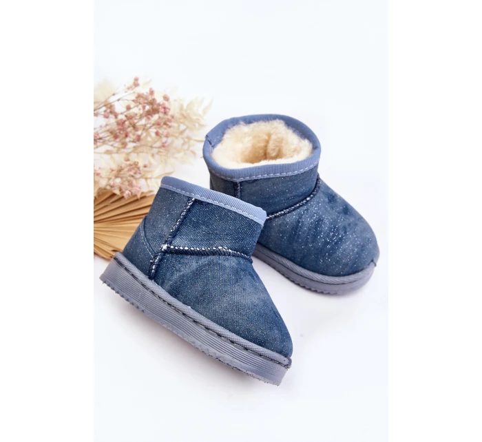 Dětské sněhule s brokátem Modré Sulinne Dětské sněhule s brokátem Modré Sulinne