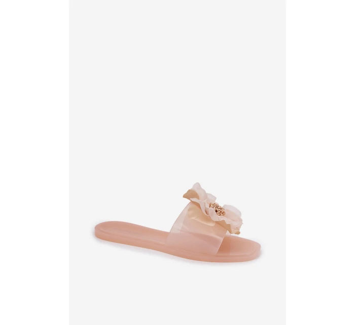Průhledné Ploché Dámské Pantofle Se Syntetickým Květinou Nuda Vobetta Průhledné Ploché Dámské Pantofle Se Syntetickým Květinou Nuda Vobetta
