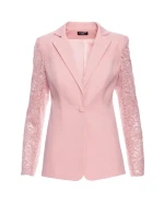 M865 Blejzr s krajkovými panely a jedním knoflíkem - pudrový