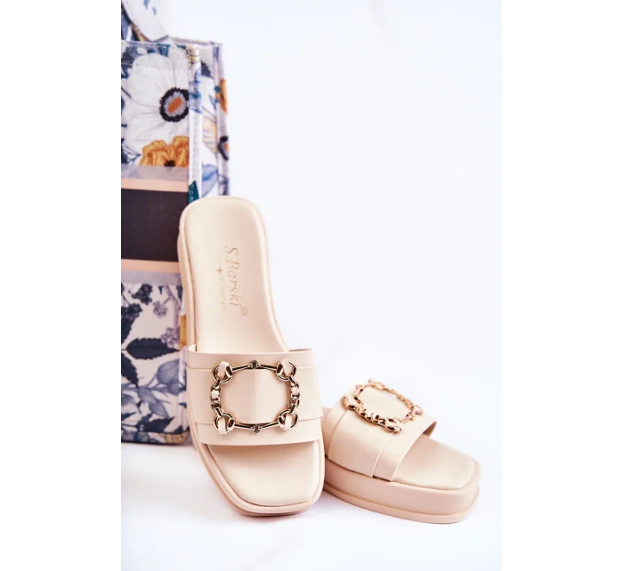 Dámské módní kožené pantofle Béžová Adaline Dámské módní kožené pantofle Béžová Adaline