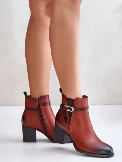 Dámské Kotníkové Boty Na Podpatku S Páskem Hnědé Zinithia