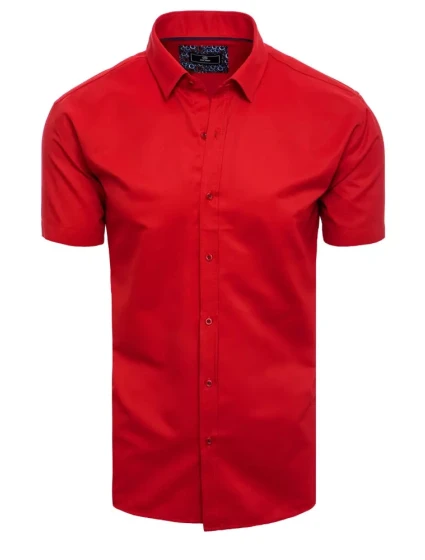 Pánská červená košile s krátkým rukávem FashionStreet KX0989