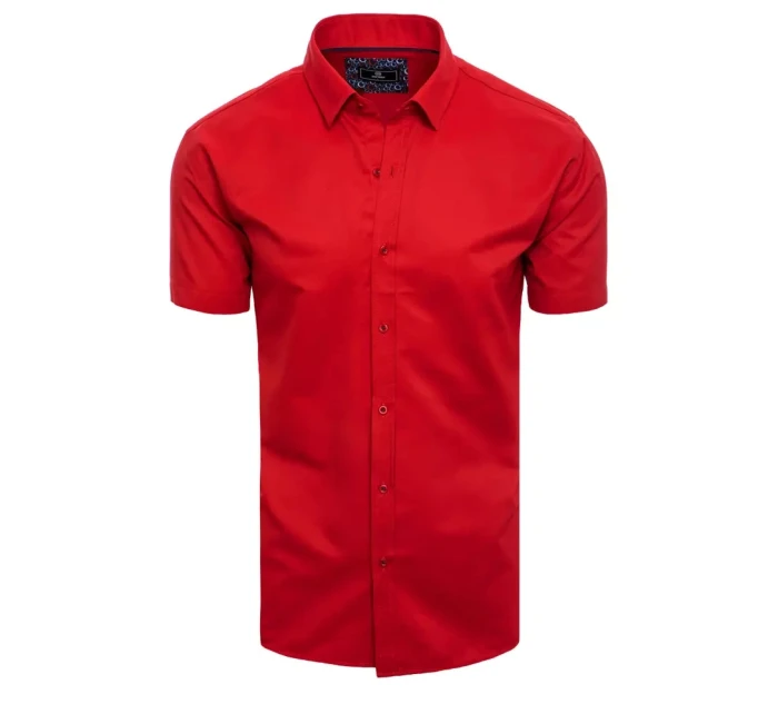 Pánská červená košile s krátkým rukávem FashionStreet KX0989