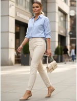 Dámské úzké džíny s vysokým pasem ecru FashionStreet UY2864 Dámské úzké džíny s vysokým pasem ecru FashionStreet UY2864