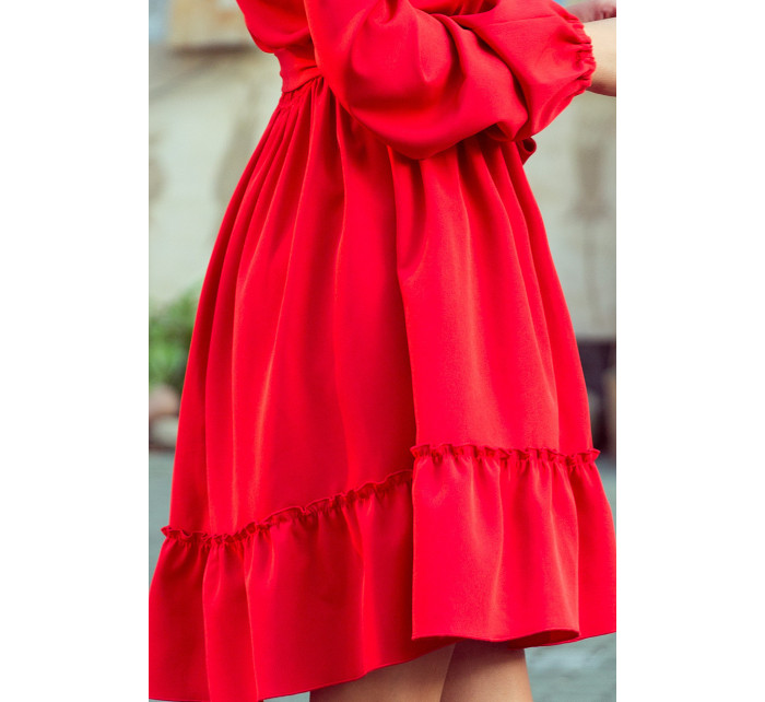Červené dámské šaty s volánky model 7954572 - numoco