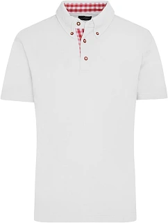 Daiber JN 716 Pánské piqué polo v tradičním krojovém stylu 02.0716 white/red white