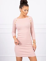 Šaty s ozdobnými knoflíky tmavě pudrově růžové