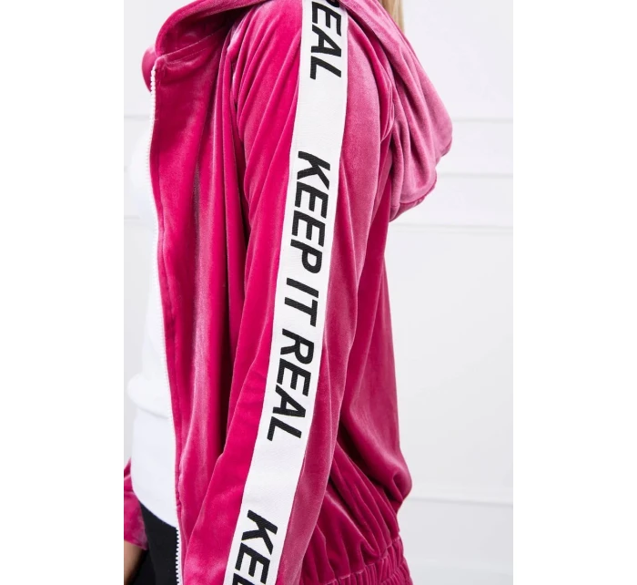 Velurová mikina s kapucí fuchsiová