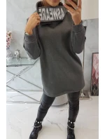 Zateplená mikina s kapucí v grafitové barvě