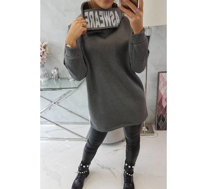 Zateplená mikina s kapucí v grafitové barvě