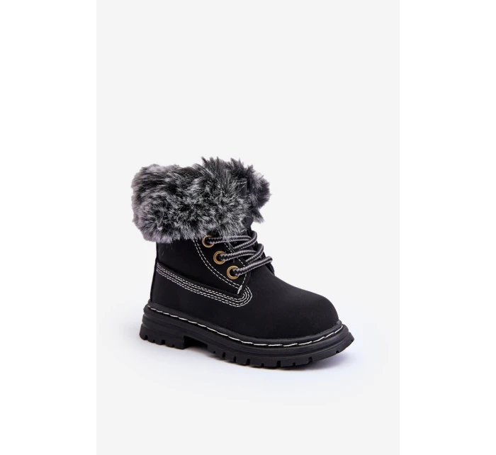 Dětské Trapery Botky na Zip s Kožíškem Černá model 21640144 - Boto