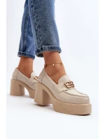 Zazoo 20170 Dámská kožená obuv na podpatku světle béžové