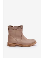 Nízké Dámské Boty Na Ploché Podpatky Kožené Lewski model 21672560 Béžové - Boto