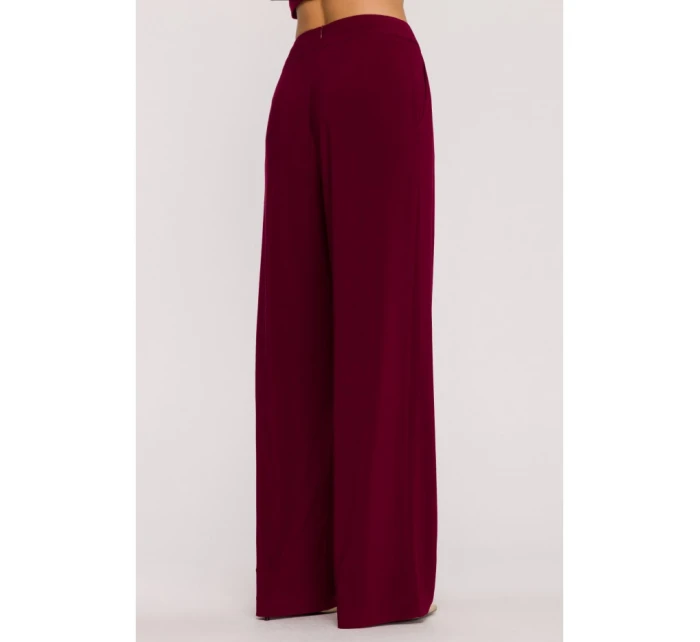 M890 Souprava s projmutým topem a širokými kalhotami - bordó