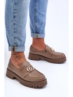 Dámské kožené polobotky s ozdobou tmavě béžové Rosefalls Dámské kožené polobotky s ozdobou tmavě béžové Rosefalls