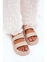 Dámské lehké pěnové pantofle na platformě S.Barski – béžové