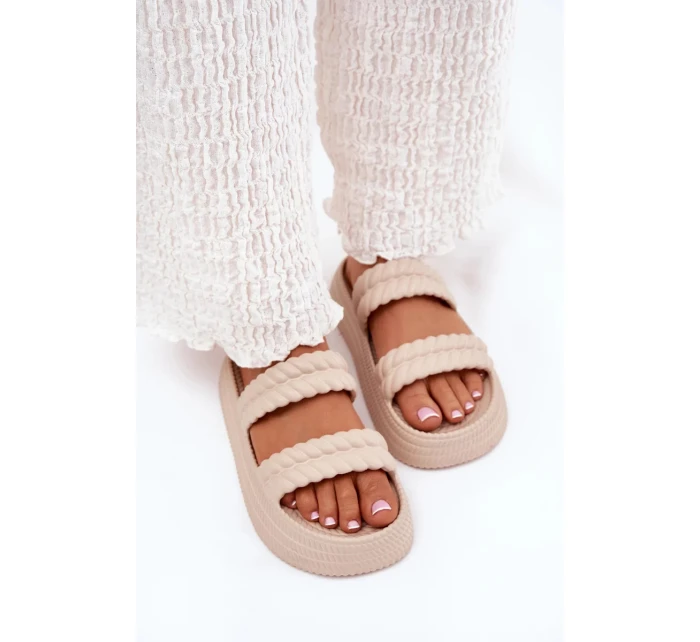 Dámské lehké pěnové pantofle na platformě S.Barski – béžové