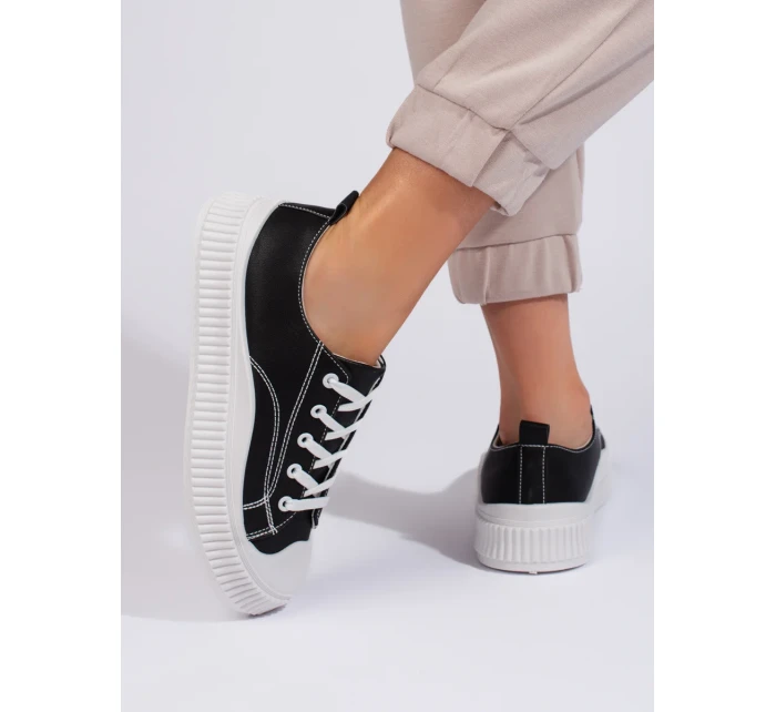 Zajímavé tenisky černé dámské bez podpatku Zajímavé tenisky černé dámské bez podpatku