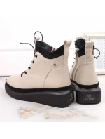 zateplené kožené boty na platformě W model 21307447 beige - FILIPPO zateplené kožené boty na platformě W model 21307447 beige - FILIPPO