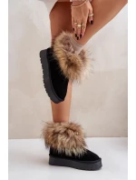 Kožené Sněhové Boty Na Platformě S Kožíškem Černé model 21677876 - Boto