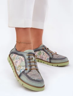 Kožené dámské polobotky s vzorem model 21692637 zelené - Maciejka