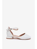 Dětské Lesklé Sandály Na Nízkém Podpatku Bílé Nelly