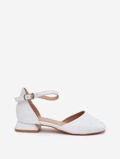 Dětské Lesklé Sandály Na Nízkém Podpatku Bílé Nelly