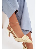 Dámské sandály na podpatku s ozdobným Žluté model 22028004 - Boto