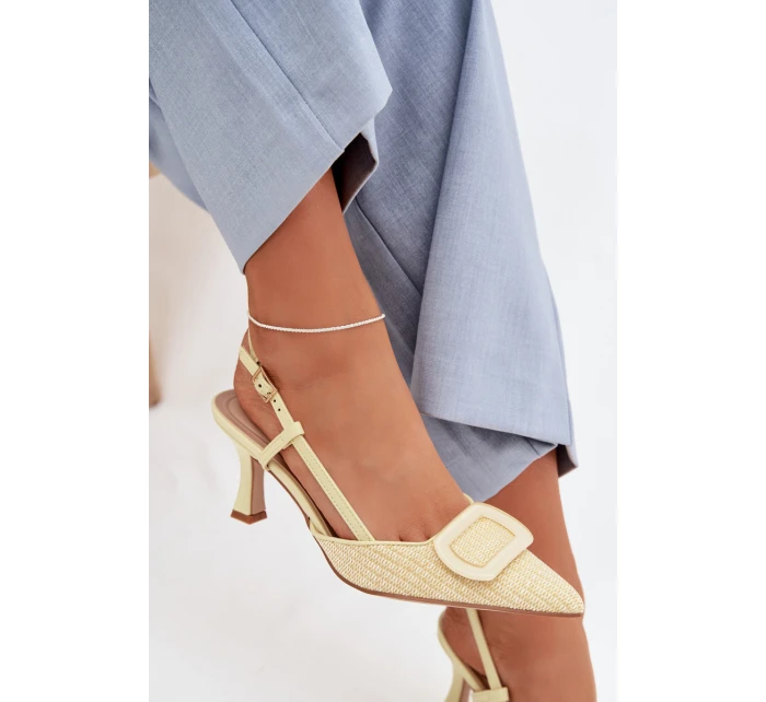 Dámské sandály na podpatku s ozdobným Žluté model 22028004 - Boto