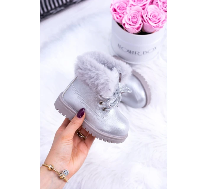 Stříbrné izolované dětské boty Trapery Fobos Stříbrné izolované dětské boty Trapery Fobos