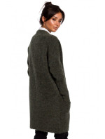 BK034 Chlupatý pletený svetr - malinový
