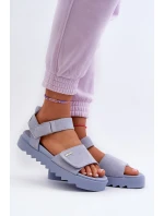 Dámské semišové sandály na platformě Big Star modrá Dámské semišové sandály na platformě Big Star modrá