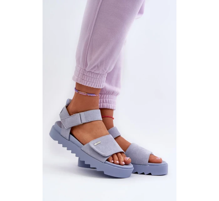 Dámské semišové sandály na platformě Big Star modrá Dámské semišové sandály na platformě Big Star modrá