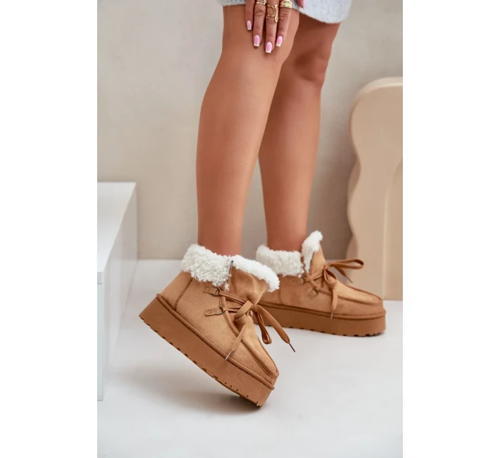 Dámské sněhule na platformě s kožešinou typu Branek Camel Ciabellae Dámské sněhule na platformě s kožešinou typu Branek Camel Ciabellae