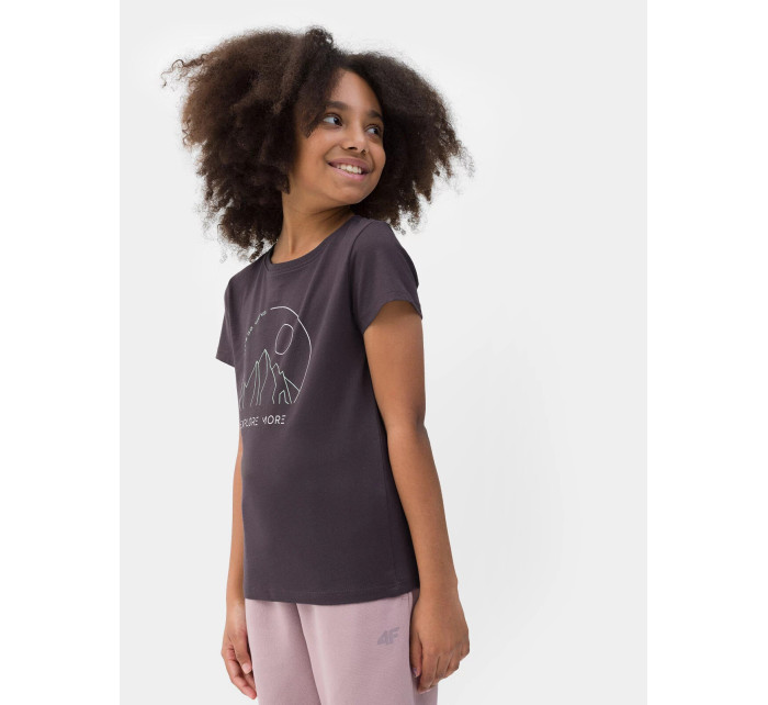 Dívčí tričko s potiskem 4FJSS23TTSHF387-50S tmavě fialové - 4F